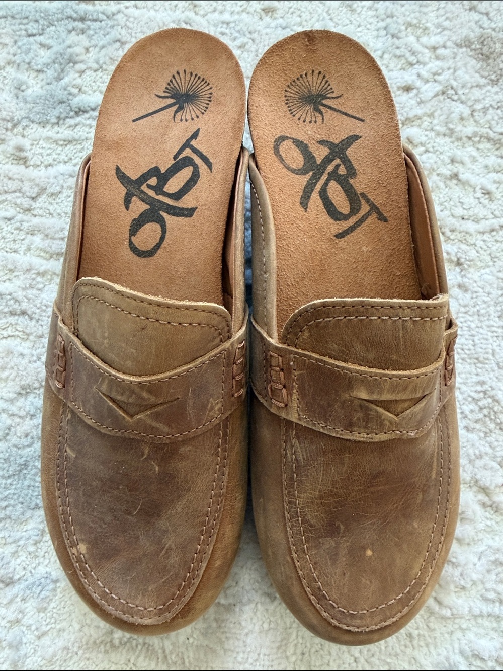 OTBT Men's Slip-On Leather Loafers in Chestnut Brown